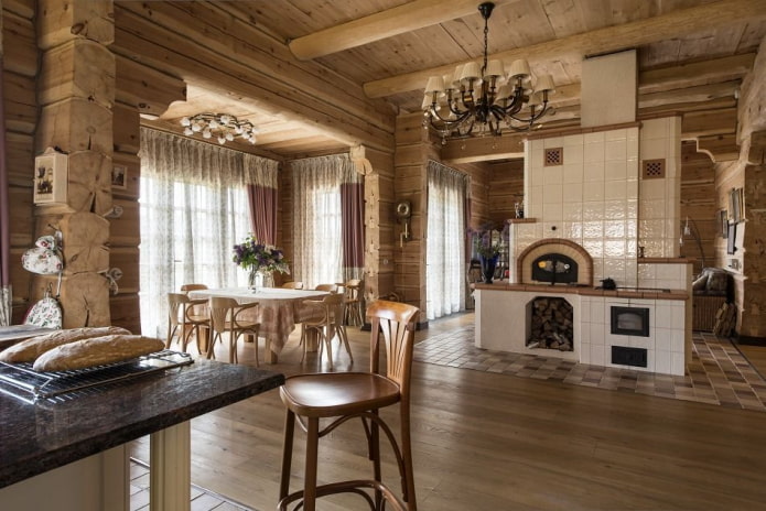 rumah kayu dalam gaya Rusia