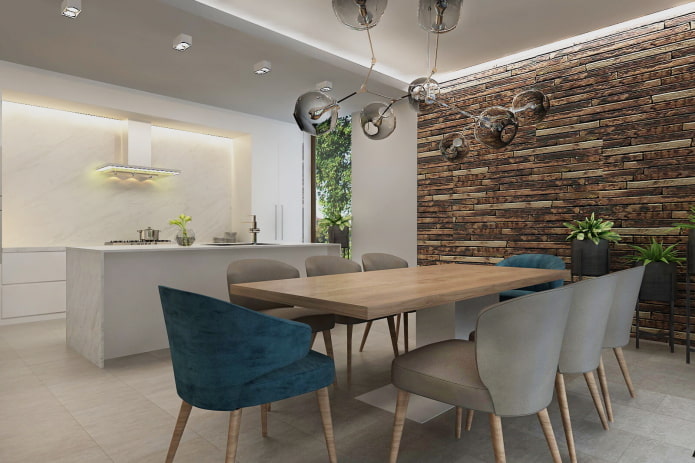 design interior de bucătărie în stil eco-minimalism