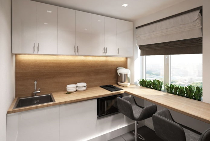 diseño de interiores de cocina de estilo eco-minimalista