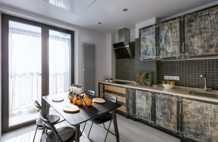 Interior de cocina de estilo industrial en el apartamento
