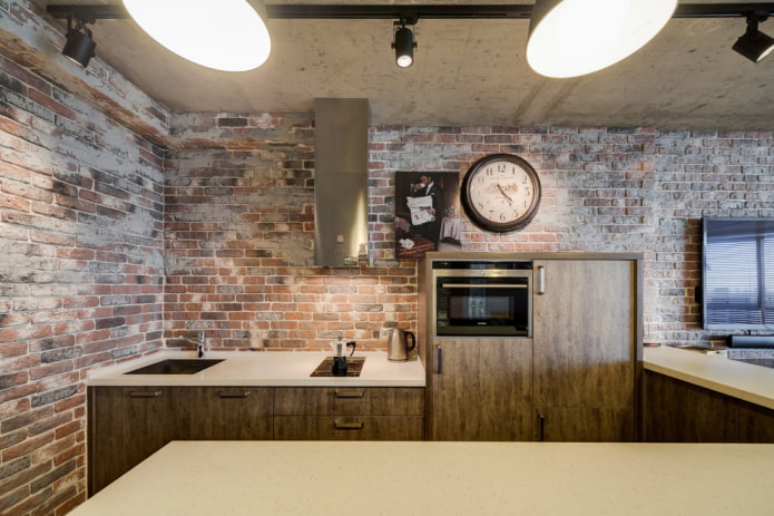 decor in the interior of the kitchen in an industrial style