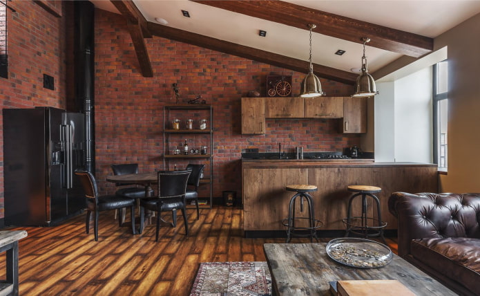 interior de cozinha estilo industrial em casa
