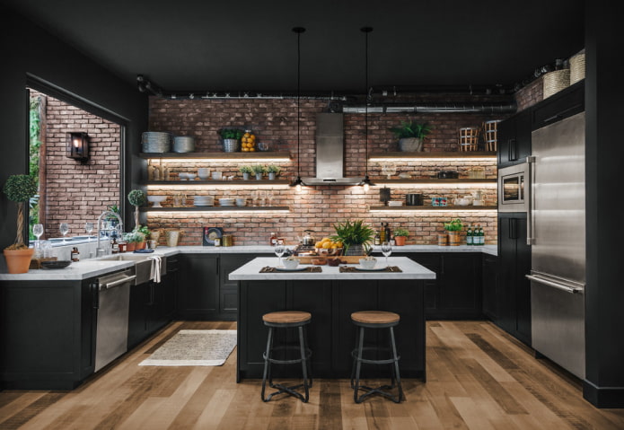 design of storage systems in the industrial style kitchen