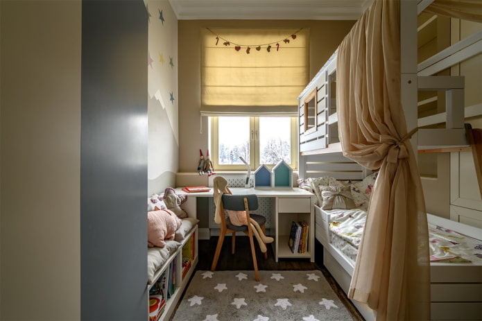 tkanina we wnętrzu pokoju dziecięcego w stylu nordyckim