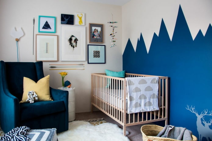 Interiér detskej izby pre novorodenca v štýle nordickej