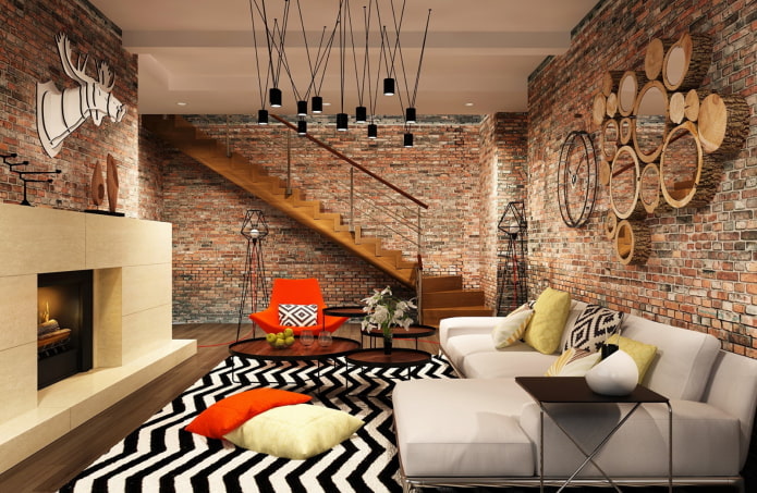 design interiéru obývacího pokoje v městském stylu