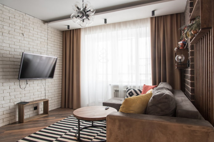 design de uma pequena sala de estar em estilo urbano