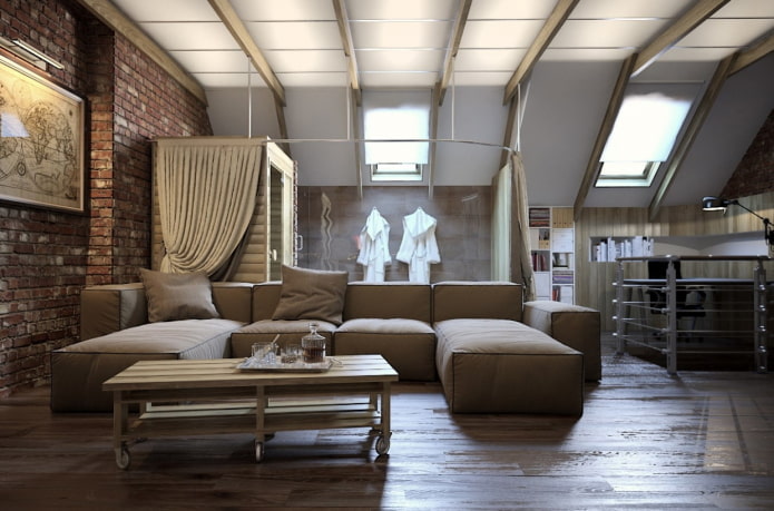 design interiéru obývacího pokoje v městském stylu