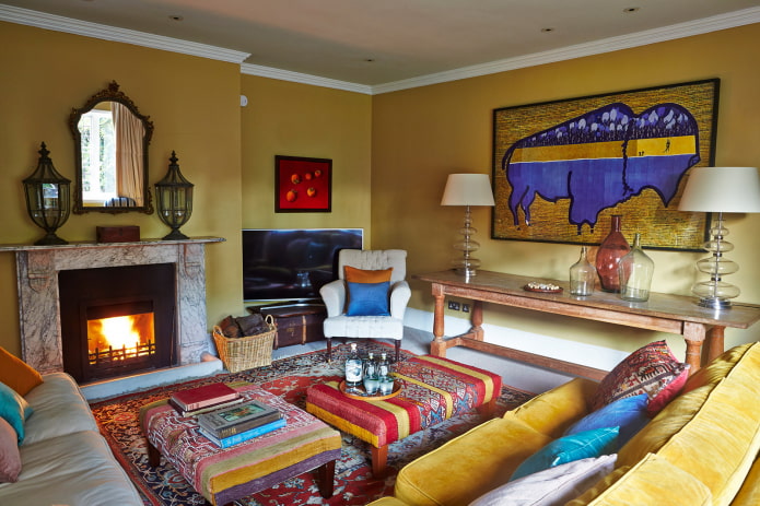 eclectic style living room interior