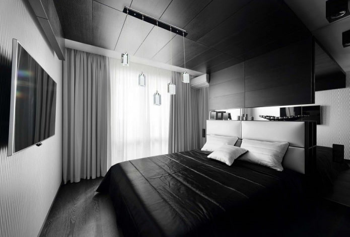 trang trí phòng ngủ màu đen và trắng