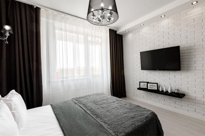 czarno-biała dekoracja sypialni