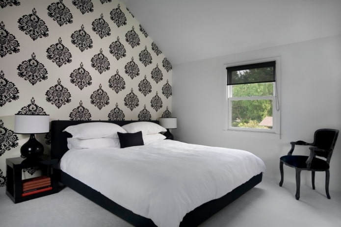 черно-бял интериорен дизайн на спалнята