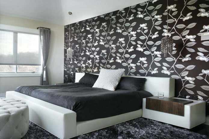 mobili camera da letto in bianco e nero