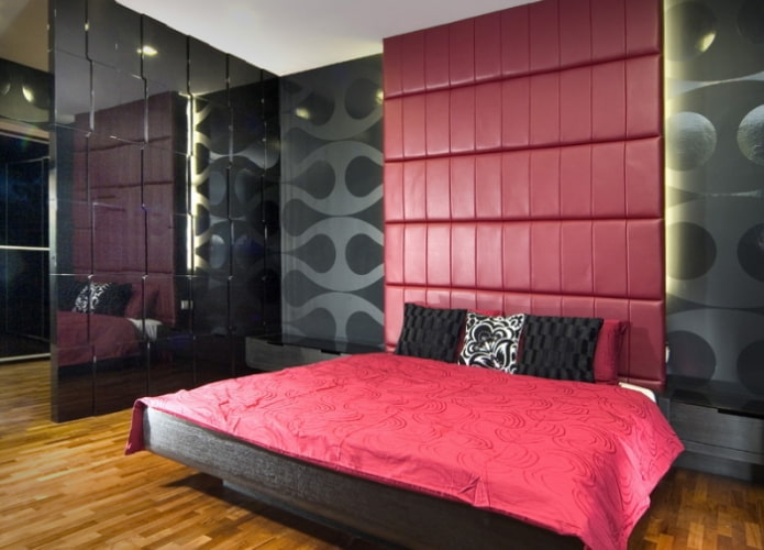 phòng ngủ màu đen và màu hồng