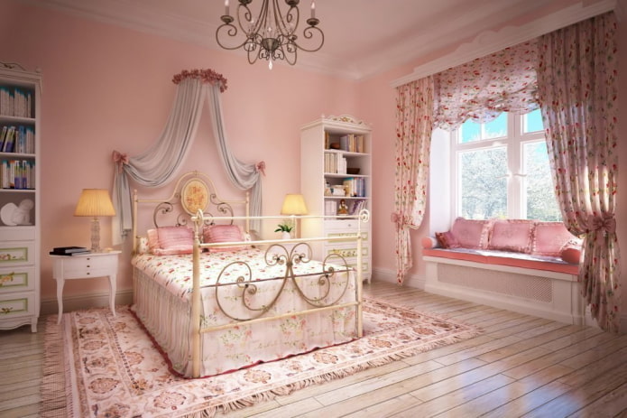 pembe provence yatak odası