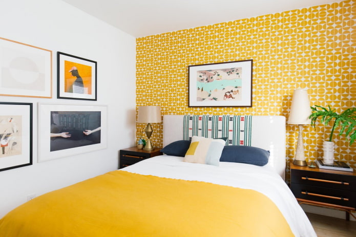 žuti ukras spavaće sobe