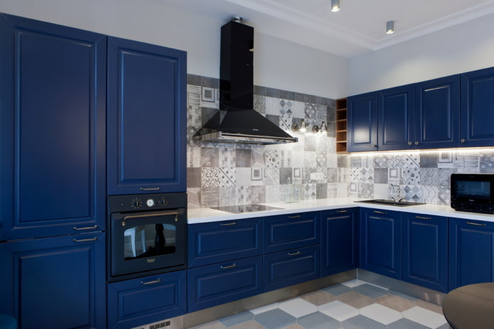 blå køkken interiør