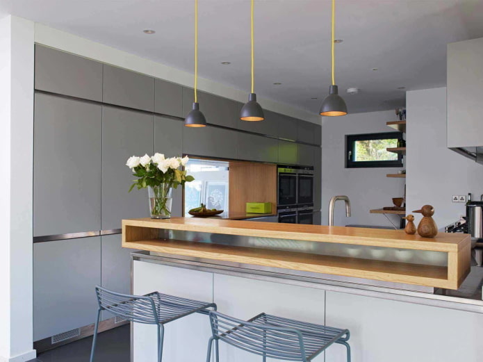 iluminação no interior da cozinha em estilo moderno