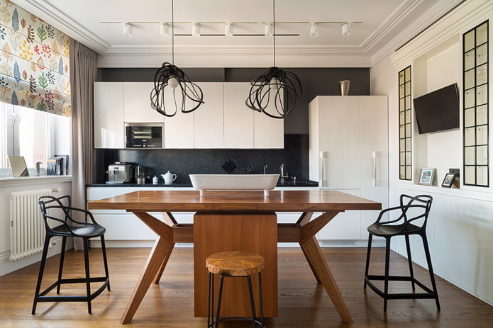 design of a dining group in the kitchen in modern style