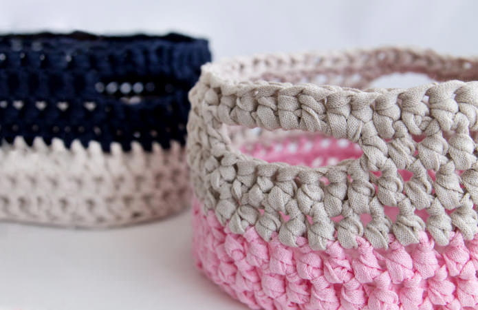 cestas de cordão de algodão bicolor