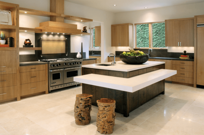 island design in the interior of the kitchen