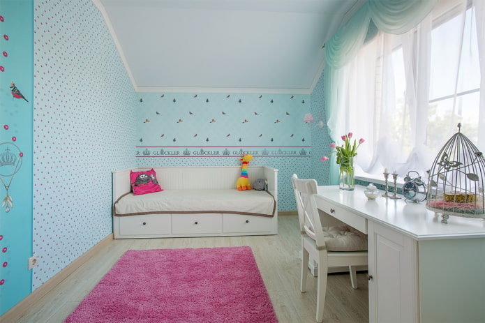 blue children's room in provence style