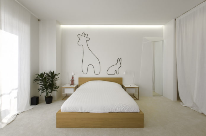 décoration à l'intérieur de la chambre dans un style minimaliste