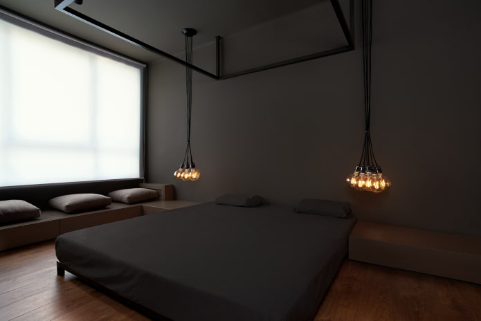 éclairage à l'intérieur de la chambre dans un style minimaliste