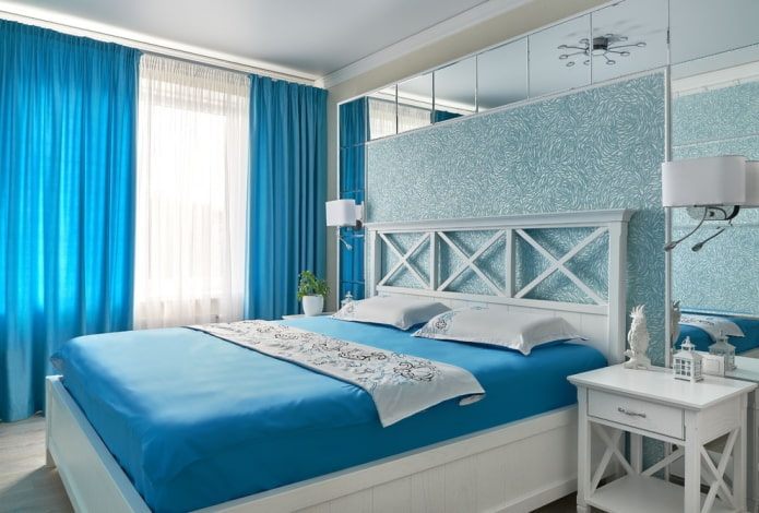 huonekalut sinisen makuuhuoneen sisustukseen