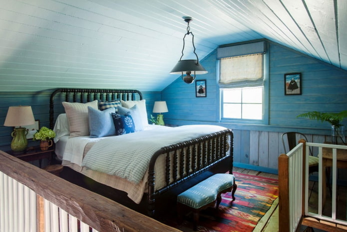 интериорен дизайн на синята спалня