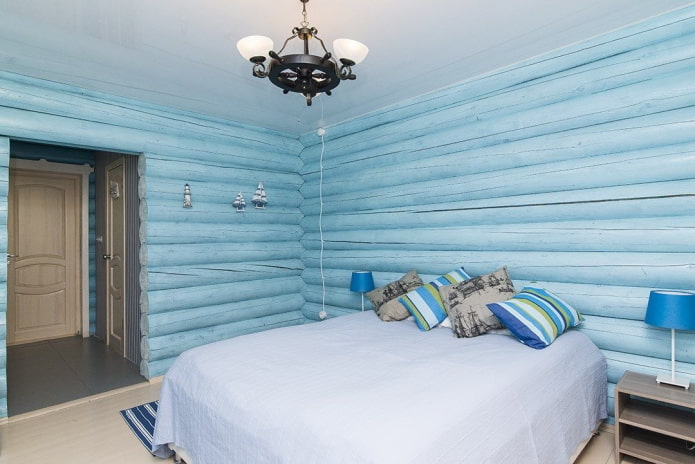 plavi dizajn interijera spavaće sobe