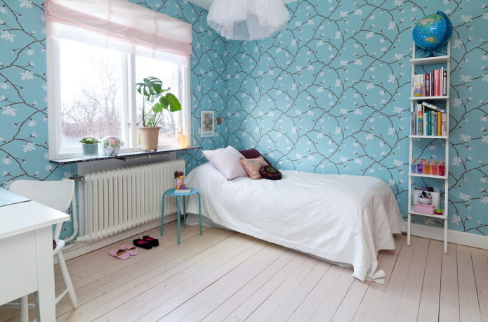 mavi yatak odası dekorasyon