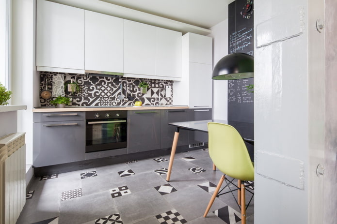 grå og hvid køkken interiør