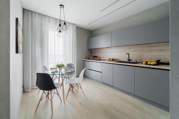 kitchen interior in light gray tones