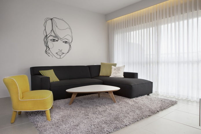 minimalistický styl textilu do obývacího pokoje