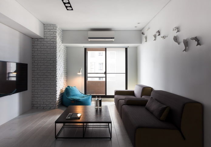 minimalistický štýl obývacej izby