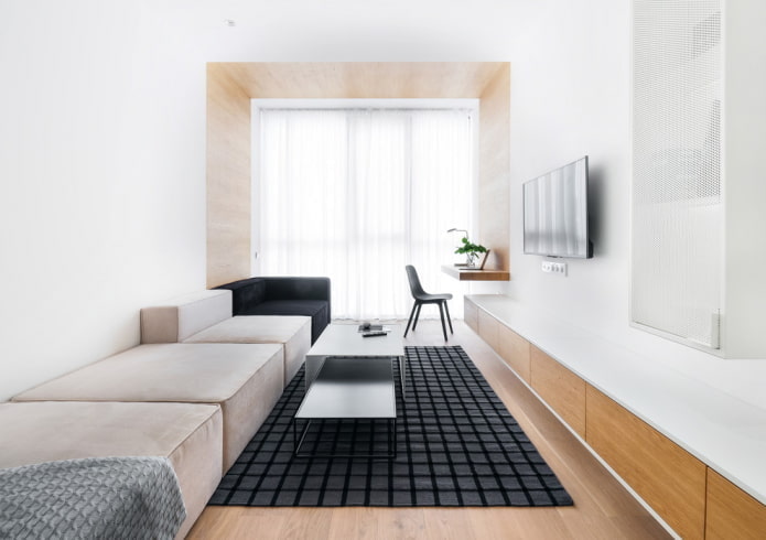 minimalist tarzda oturma odası tekstili