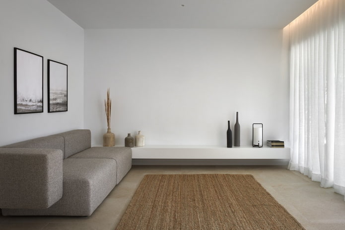 minimalistický textil v obývacej izbe