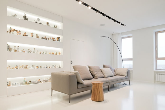 minimalist beyaz oturma odası