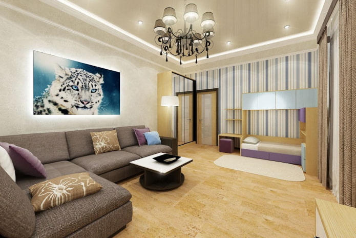 arrangement of a combined living room-nursery