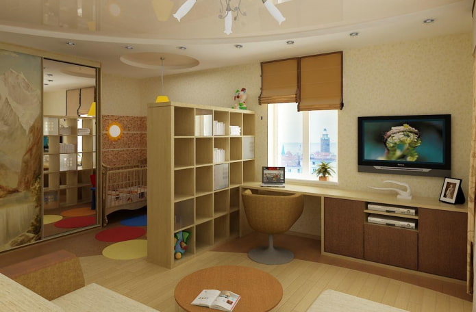 layout av ett kombinerat barn-vardagsrum