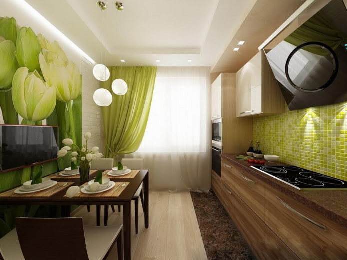 green-brown kitchen interior