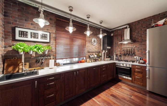 brown loft style kitchen