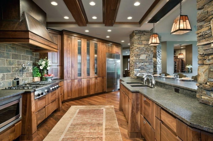 brown country style kitchen