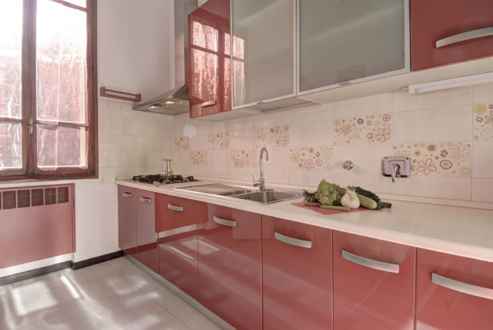 interior de cocina rosa
