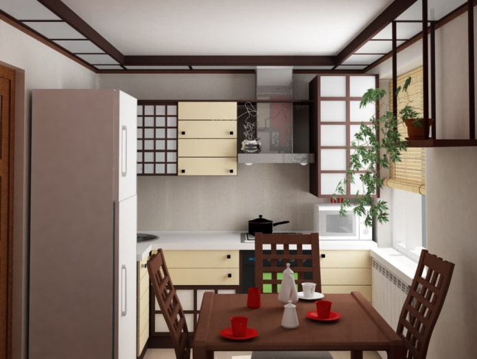 Wnętrze kuchni w stylu japońskim