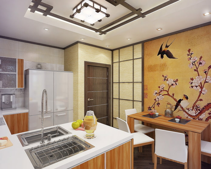 Japoniško stiliaus virtuvės apdaila
