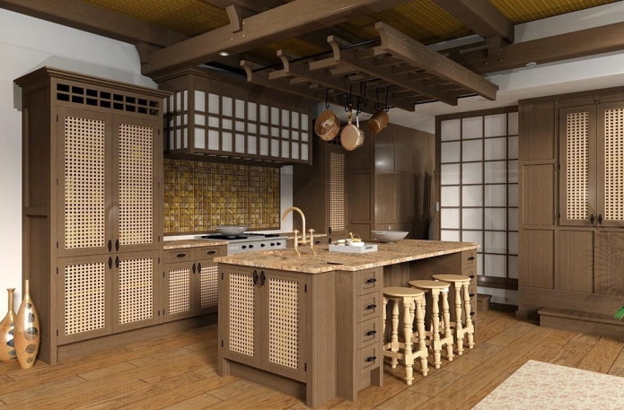 japán stílusú konyha lakberendezés
