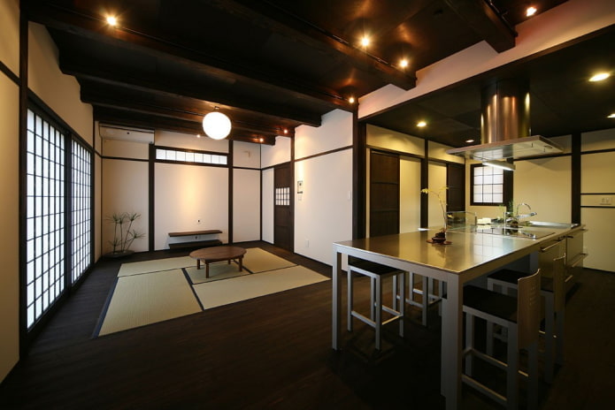 design de interiores de cozinha de estilo japonês