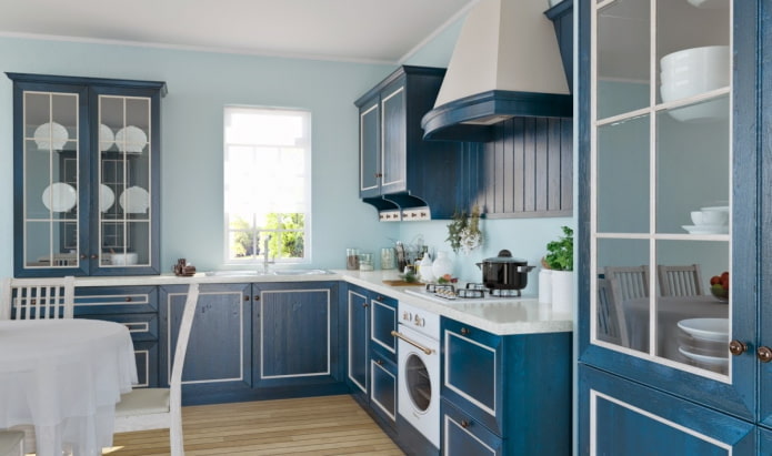 Прованс стил в интериора на синята кухня